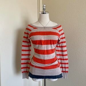 Y2K Striped Boat Neck Sweater Top